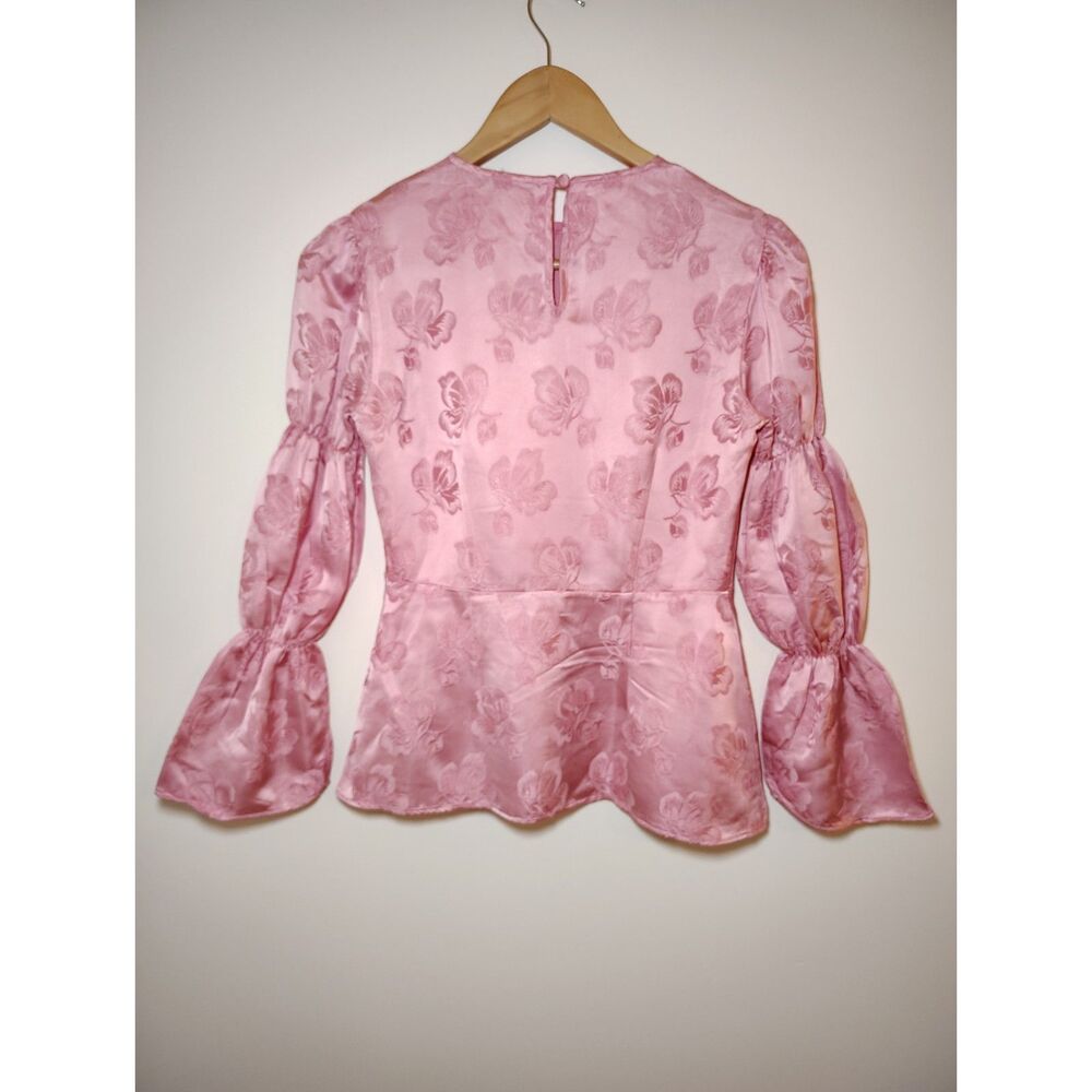 Alexa Chung Floral Jacquard Peplum Blouse Coquette Balletcore Cottagecore Twee - Picture 6 of 15